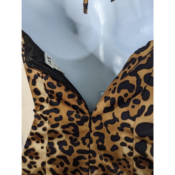 Vintage Y2K 90s Cache Leopard Print Halter Mini Dress Bodycon Clubwear Size 0 - Picture 8 of 11